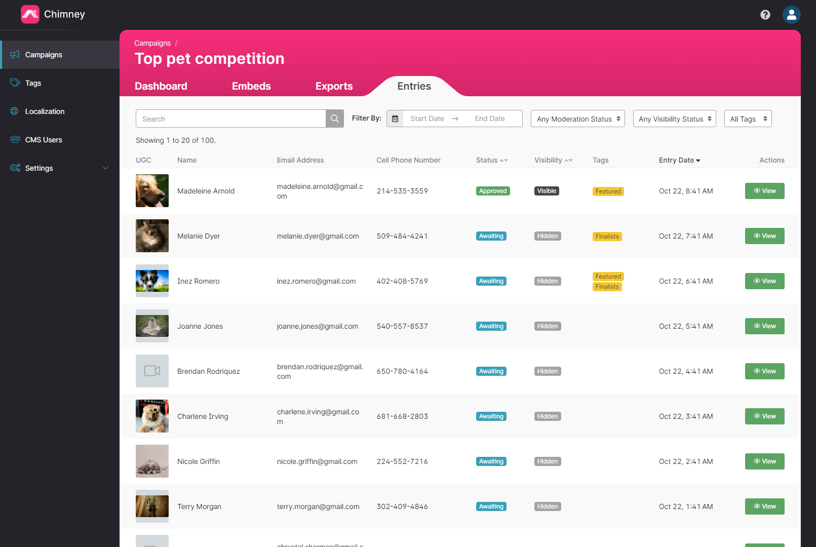 Entries Index